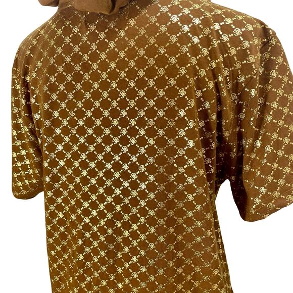 Vintage Y2K Baby Phat Gold Logo Short Sleeve Hoodie T-Shirt Gold Brown - Medium - Picture 10 of 10